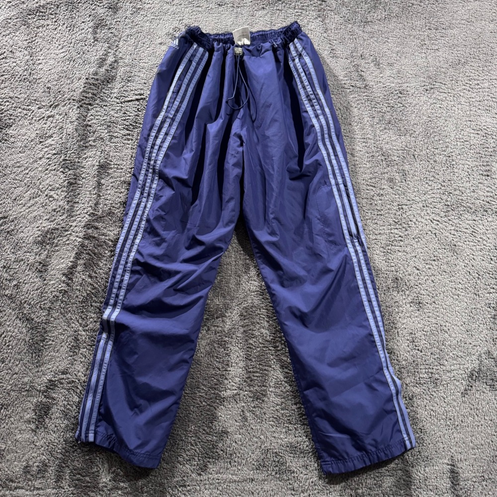 Adidas Women Navy Blue Triple Stripe Track Pants Elastic Waist Joggers Large